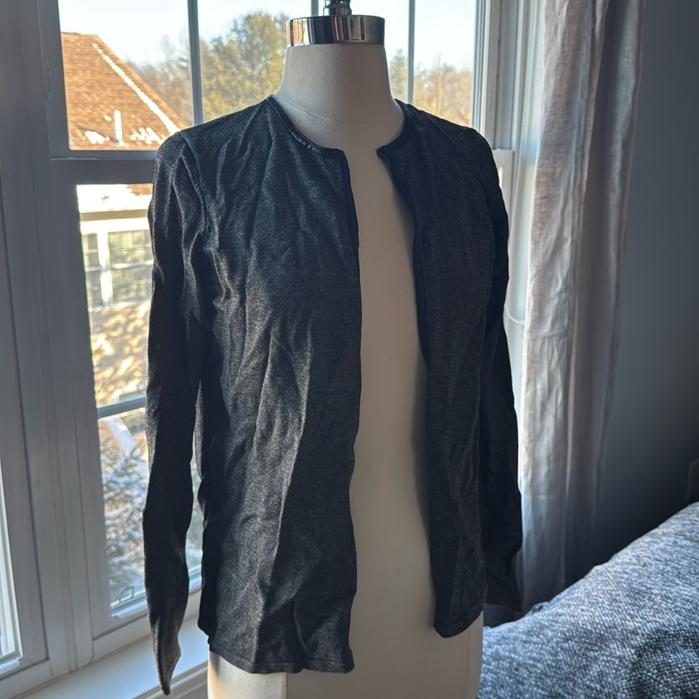 Calvin Klein Cardigan w/leather trim - Picture 1 of 4